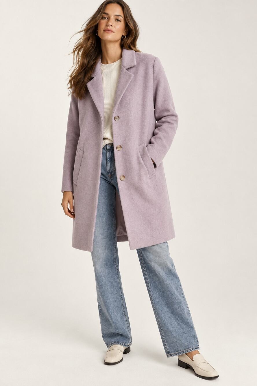 Abercrombie & Fitch Wool Blend Dad Coat Dusty Lilac Purple Size Large